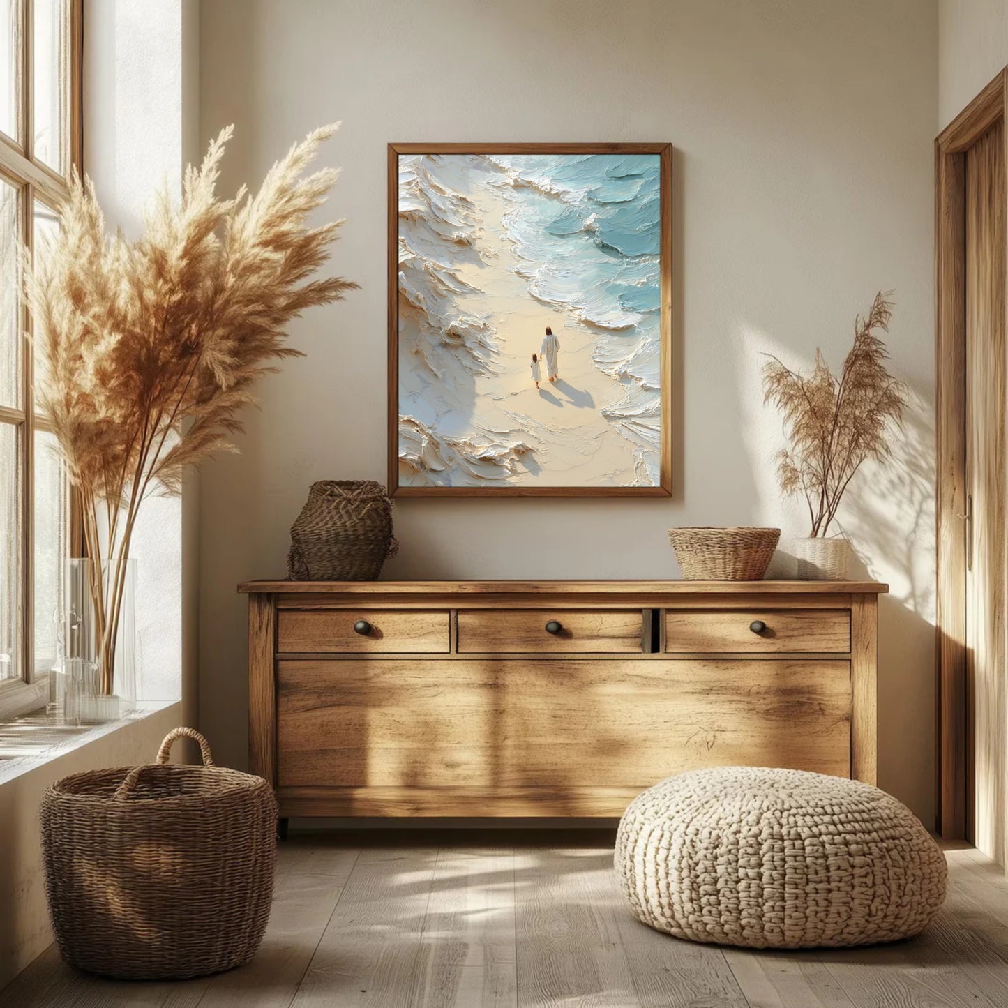 Walk with me - Jesus and Girl- Float Frame Canvas