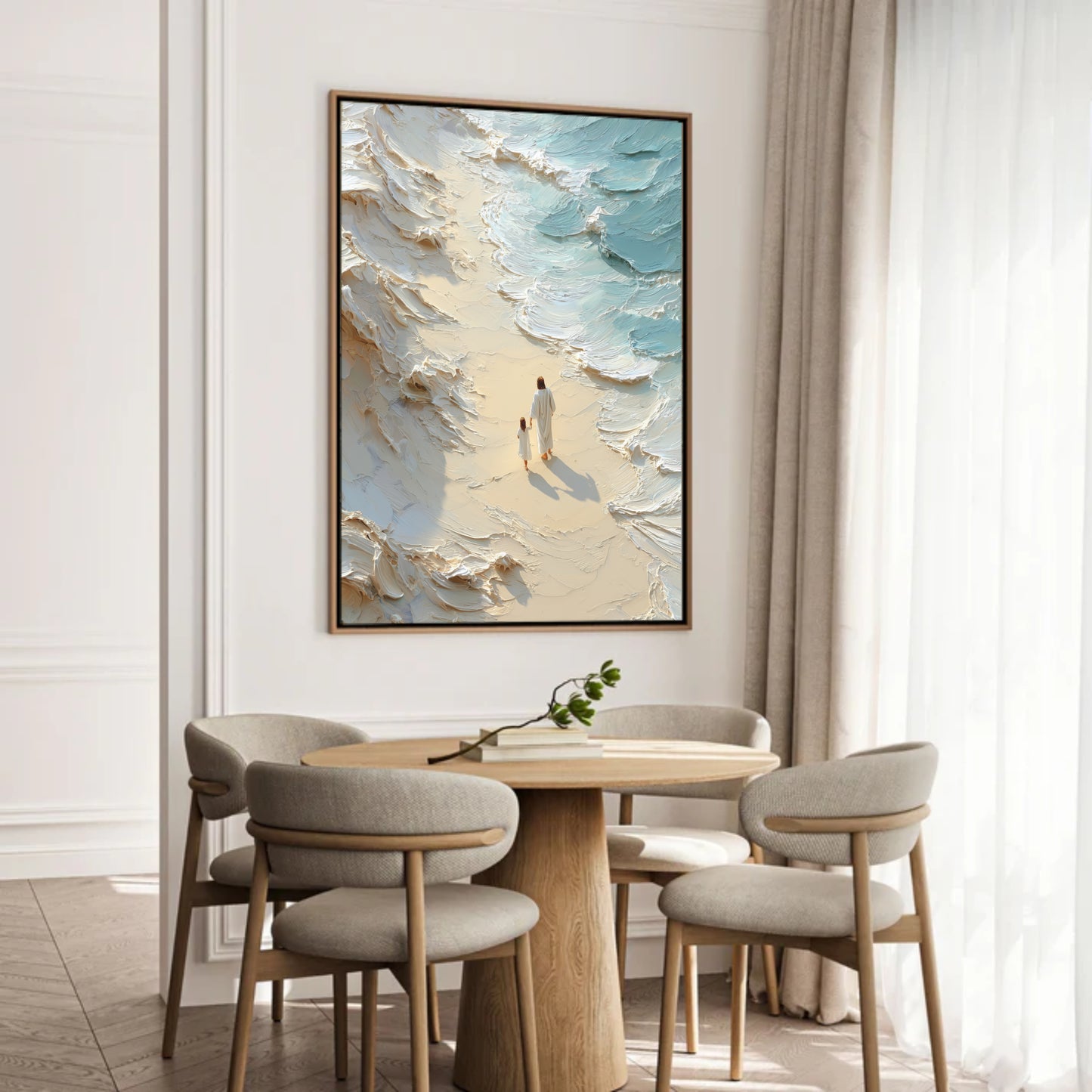 Walk with me - Jesus and Girl- Float Frame Canvas