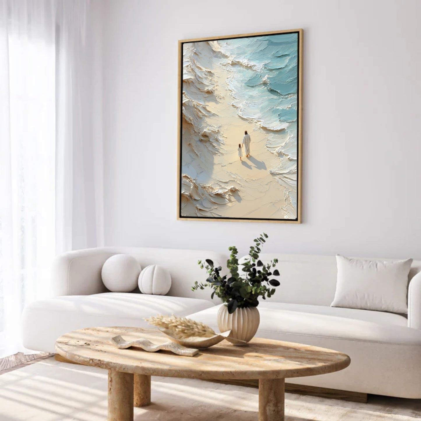 Walk with me - Jesus and Girl- Float Frame Canvas