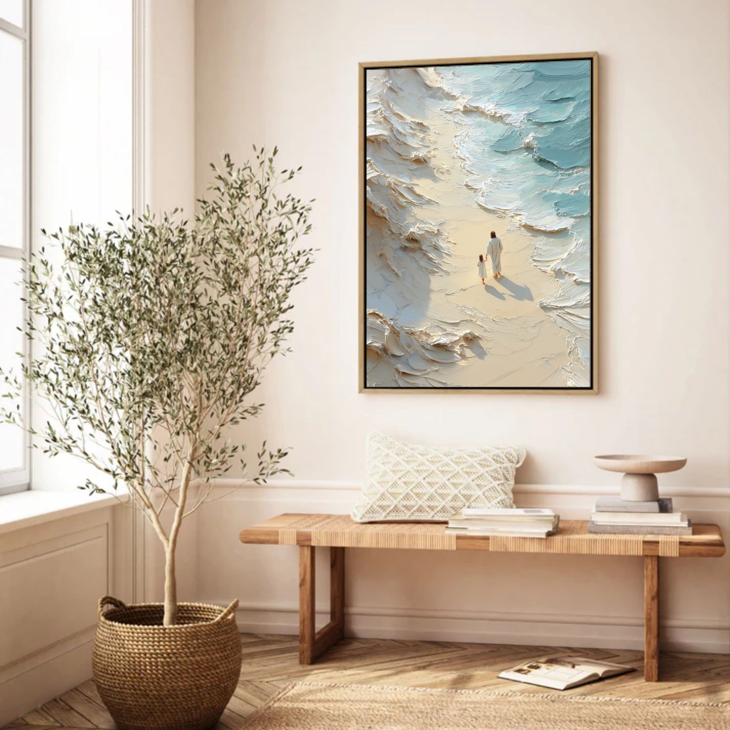 Walk with me - Jesus and Girl- Float Frame Canvas