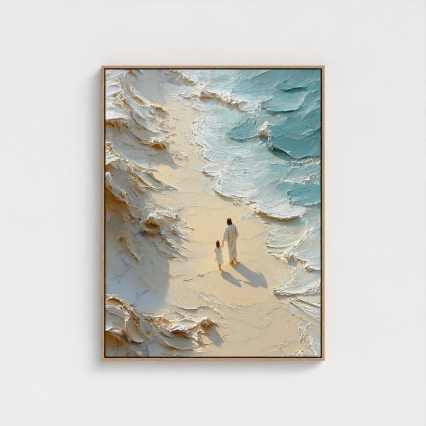 Walk with me - Jesus and Girl- Float Frame Canvas