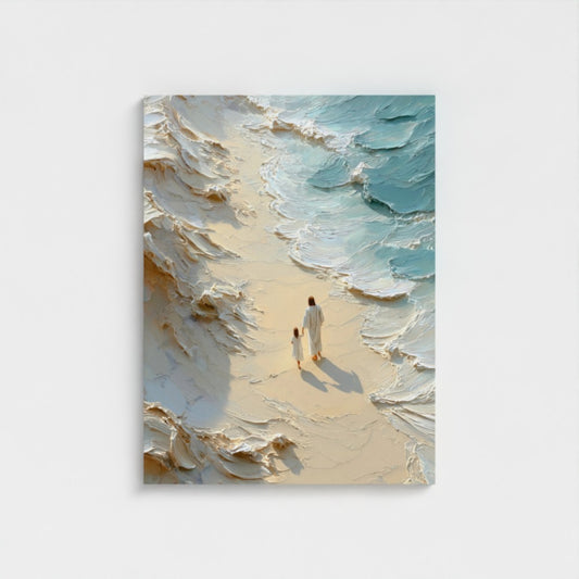 Walk with me - Jesus and Girl - Stretched Canvas