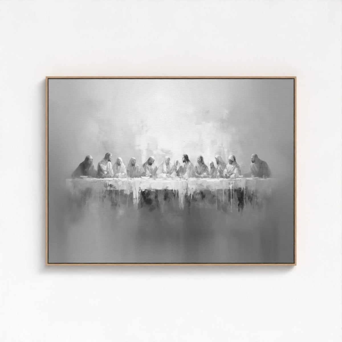 Letztes Abendmahl Schwarz/Weiß - Float Frame Canvas