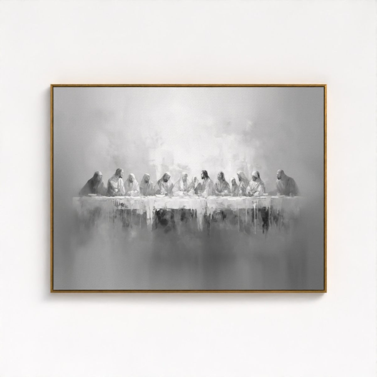 Letztes Abendmahl Schwarz/Weiß - Float Frame Canvas