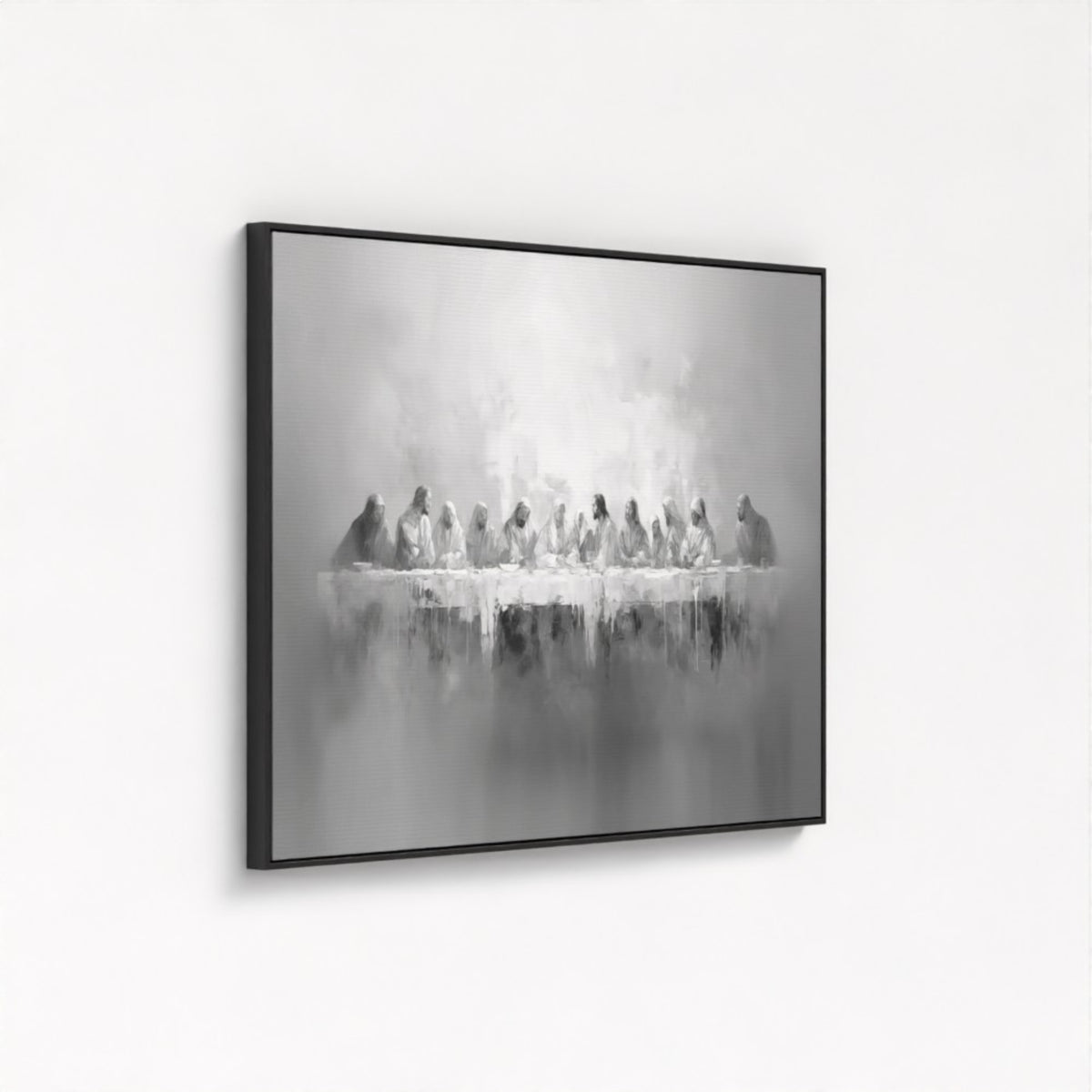 Letztes Abendmahl Schwarz/Weiß - Float Frame Canvas