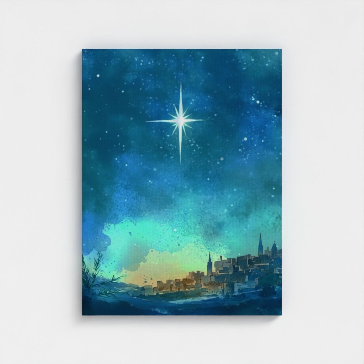 Estrella de Navidad de Belén - Lienzo con marco flotante