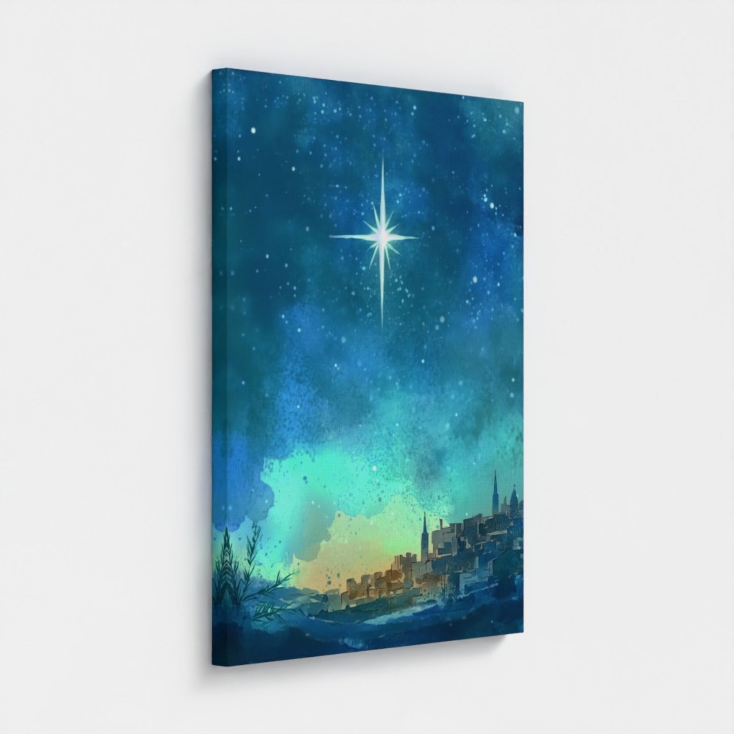 Estrella de Navidad de Belén - Lienzo con marco flotante