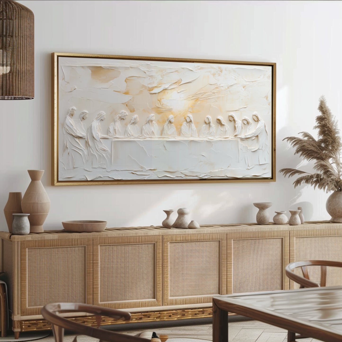 The Last Supper Abstract - Statement Piece  - Float Frame Canvas