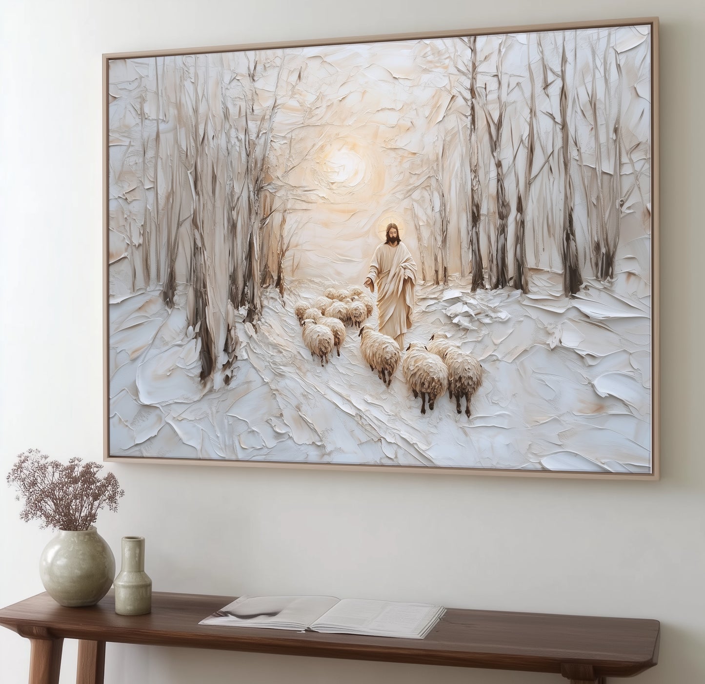 Cristo el Buen Pastor - Lienzo con marco flotante