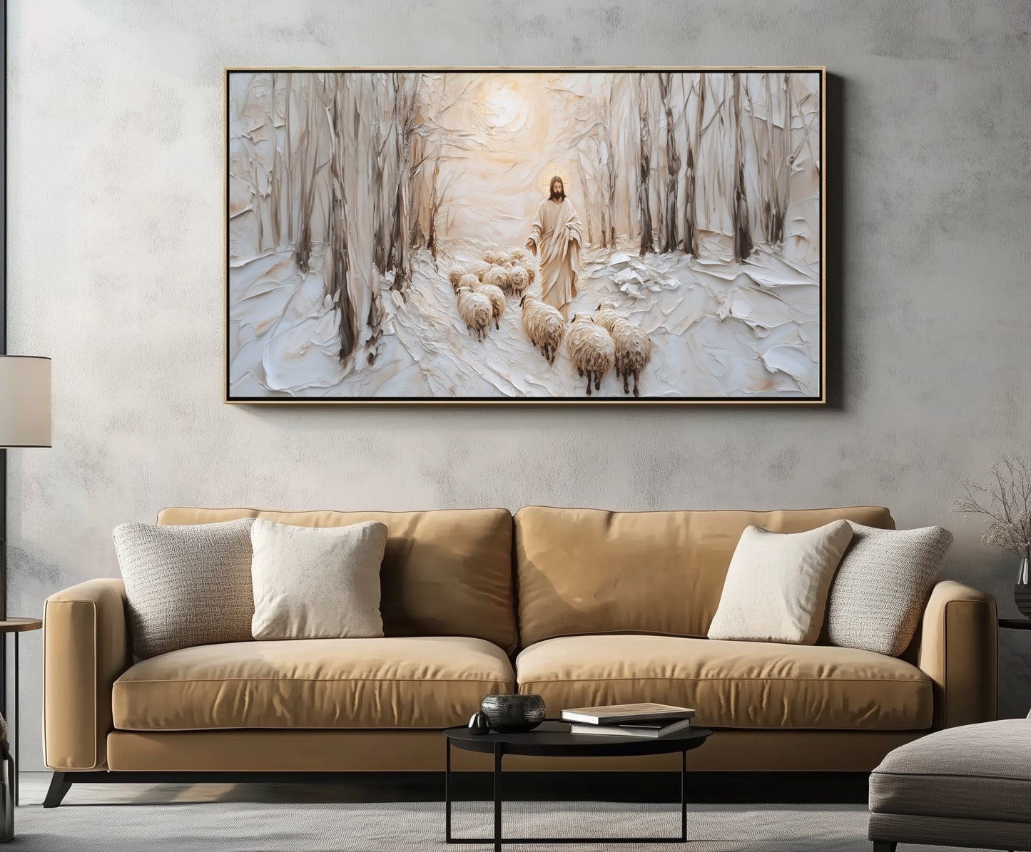 Cristo el Buen Pastor - Lienzo con marco flotante