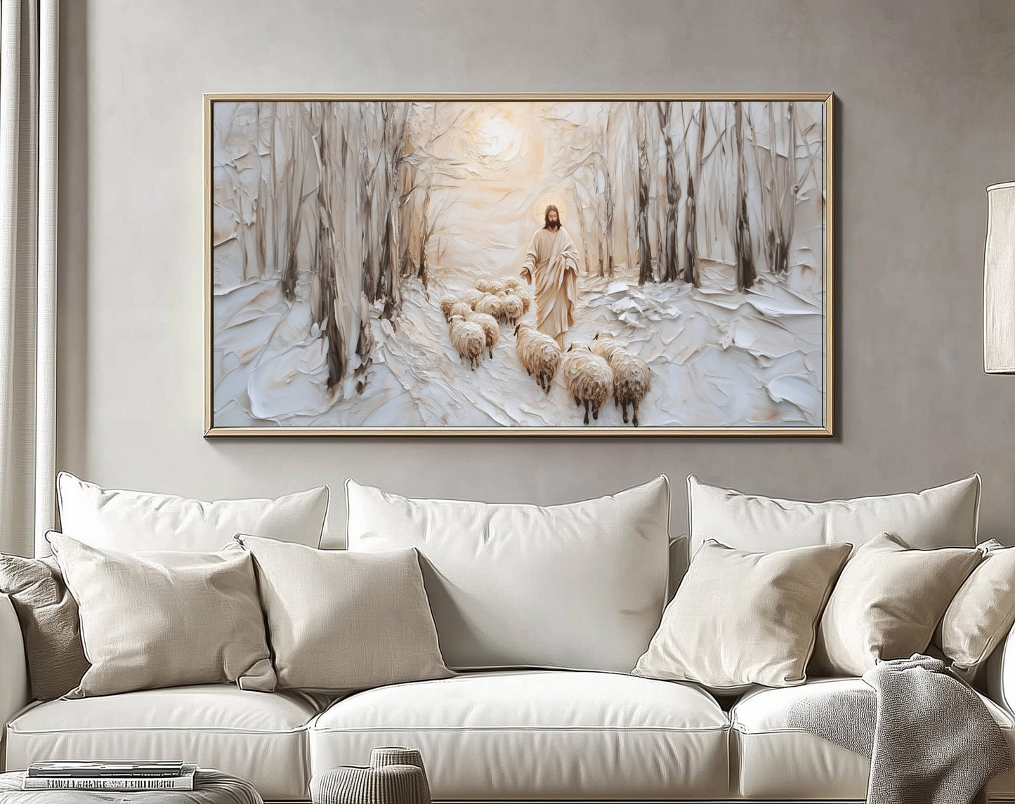 Cristo el Buen Pastor - Lienzo con marco flotante