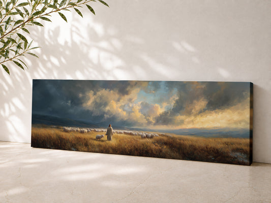 Good Shepherd Jesus Leaves the 99 Catholic Art - Stretched Canvas