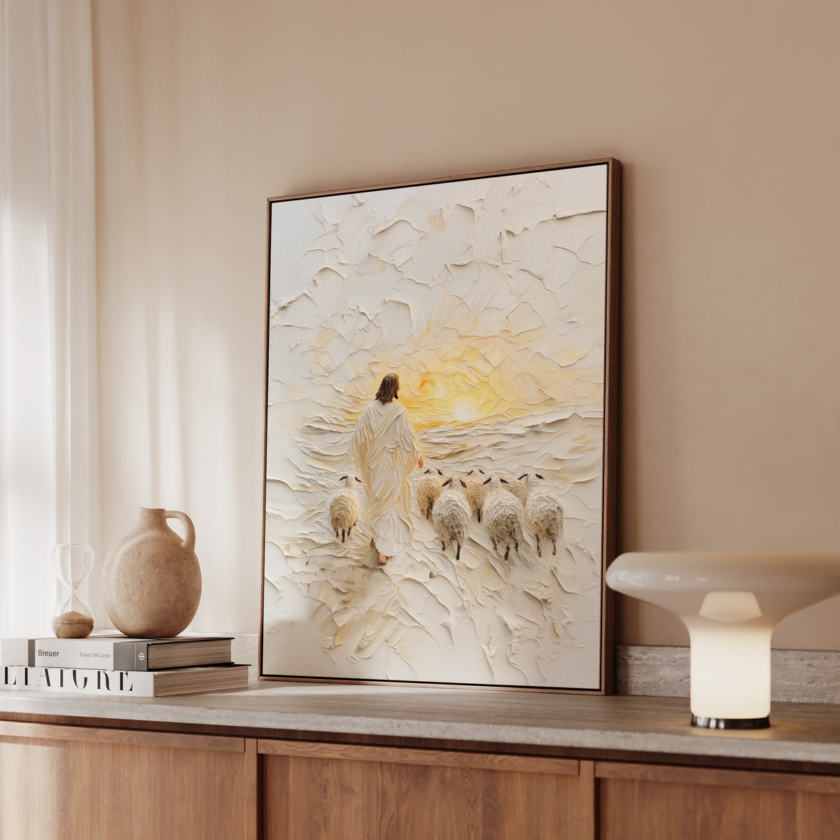 Good Shepherd Jesus Portrait - Float Frame Canvas