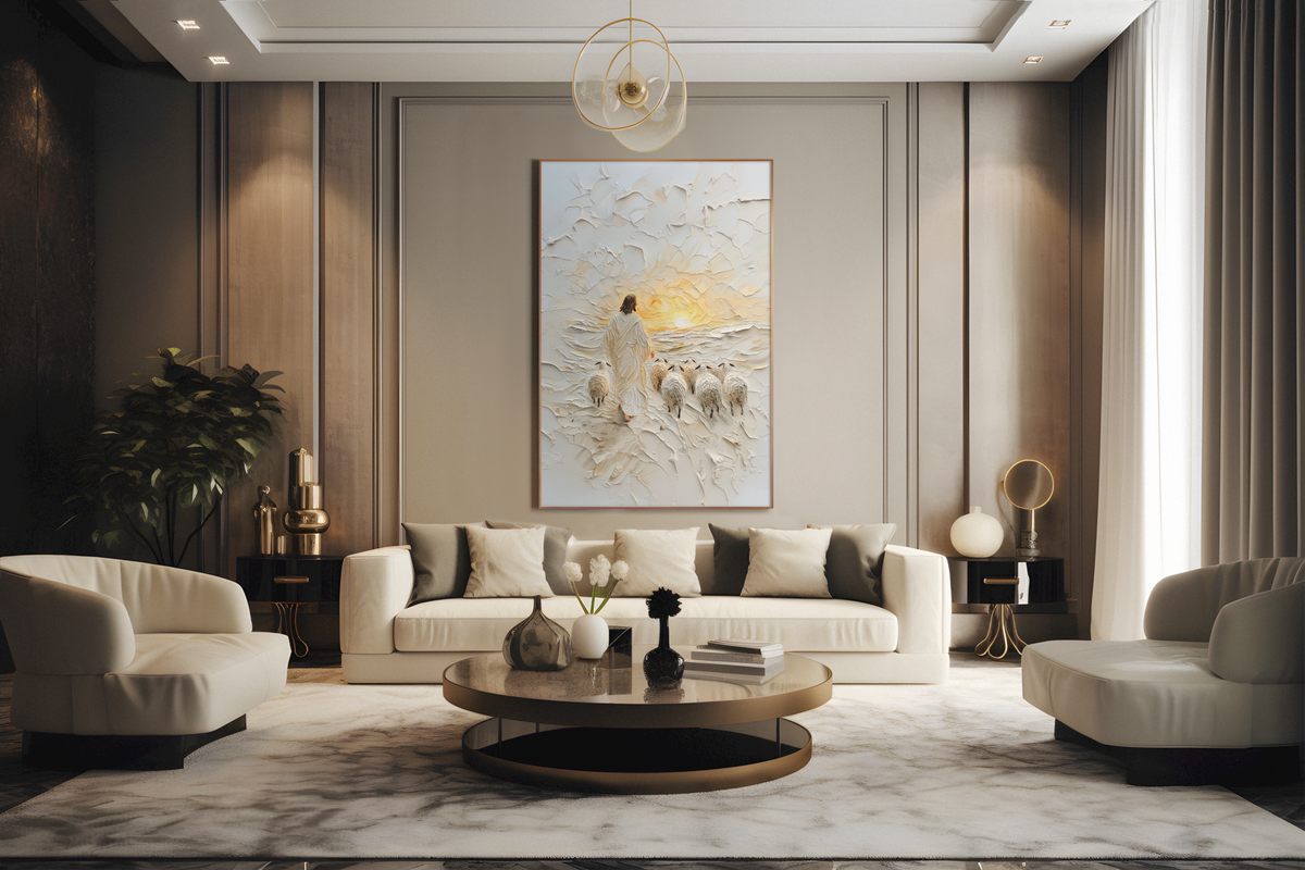 Good Shepherd Jesus Portrait - Float Frame Canvas