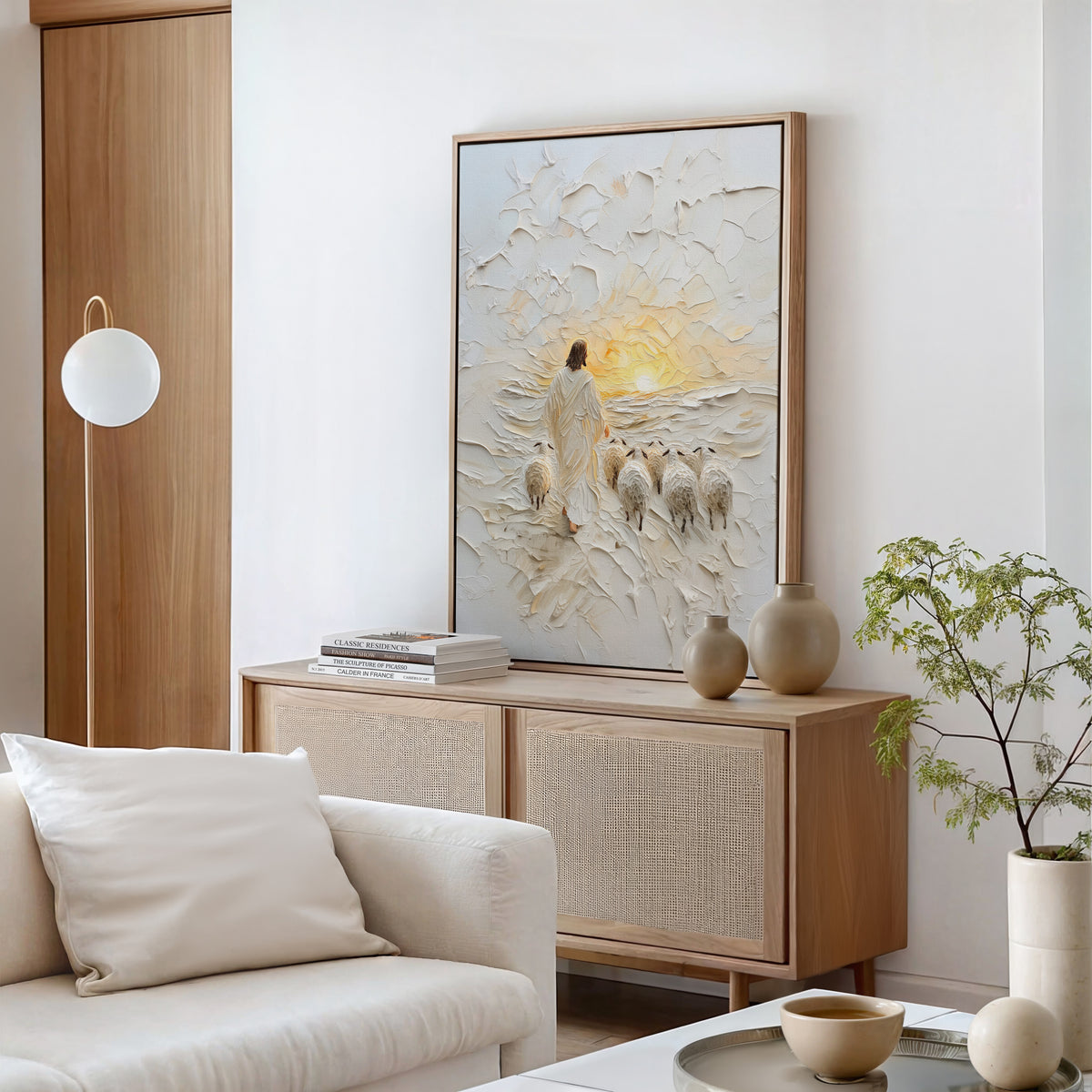 Good Shepherd Jesus Portrait - Float Frame Canvas