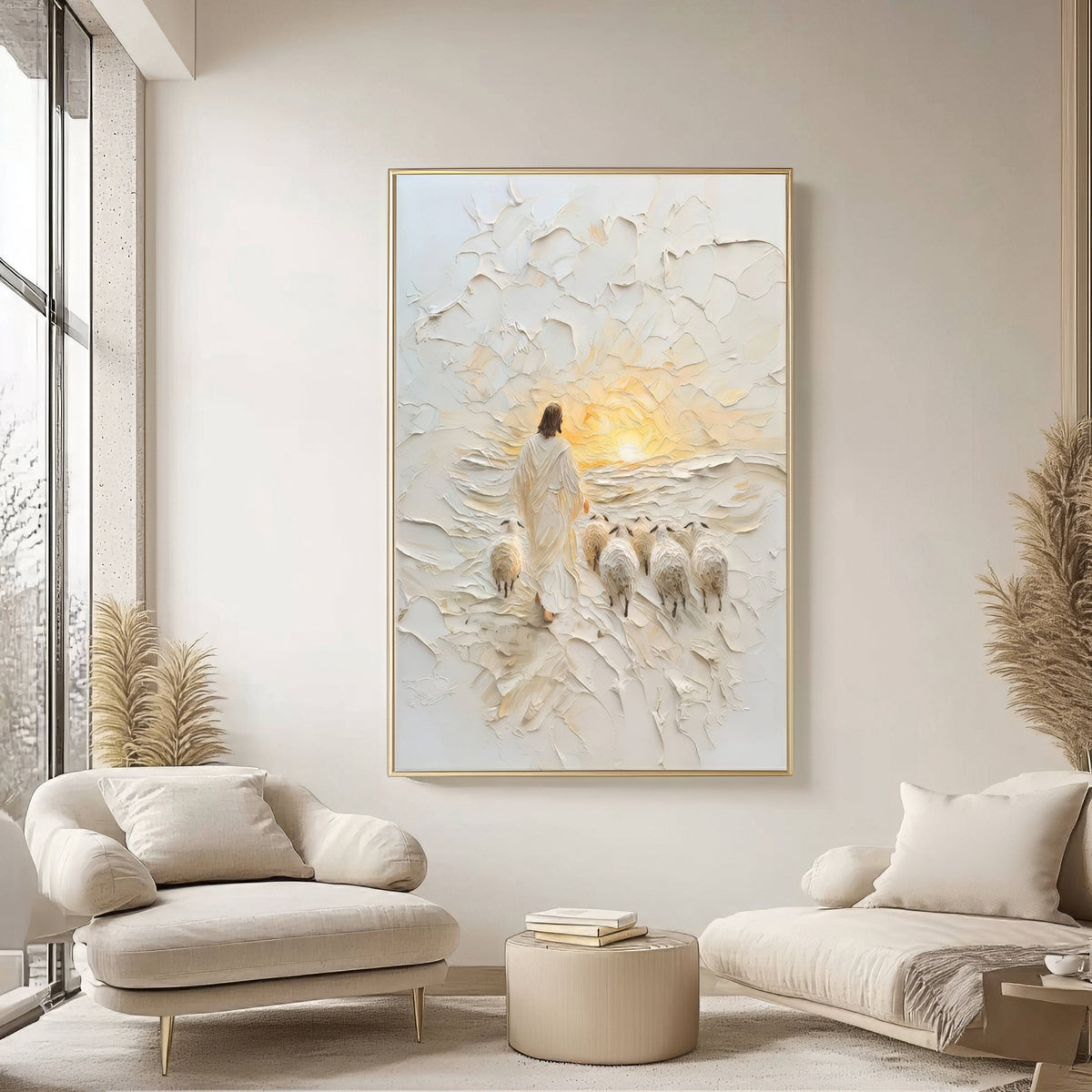 Good Shepherd Jesus Portrait - Float Frame Canvas