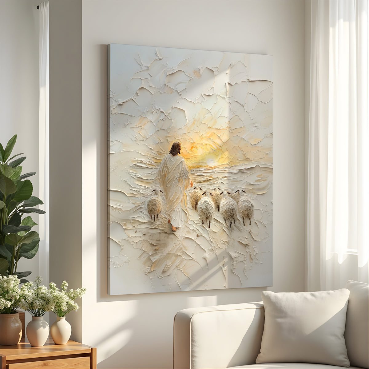 Good Shepherd Jesus Portrait - Float Frame Canvas