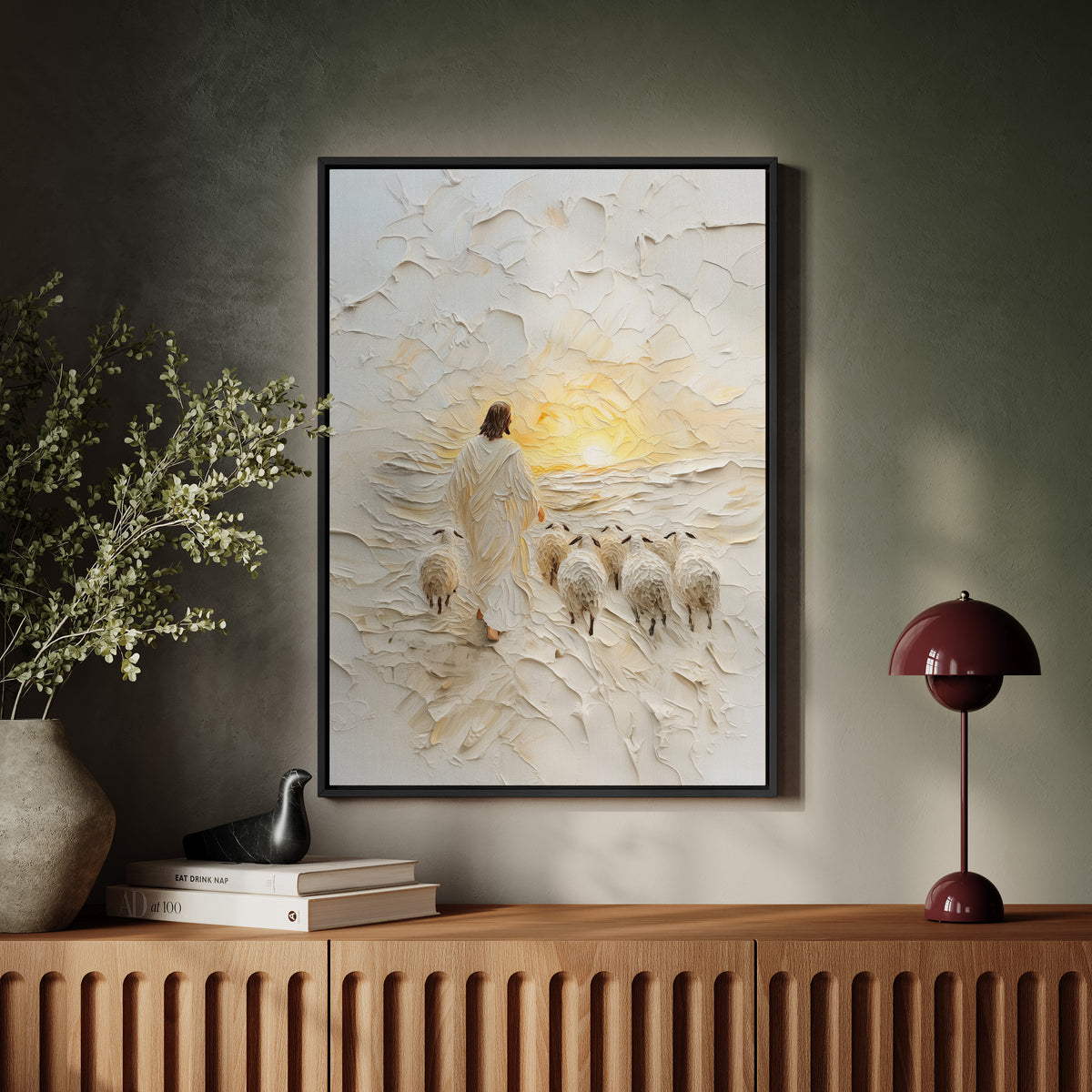 Good Shepherd Jesus Portrait - Float Frame Canvas