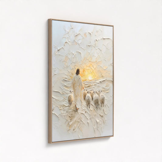 Good Shepherd Jesus Portrait - Float Frame Canvas