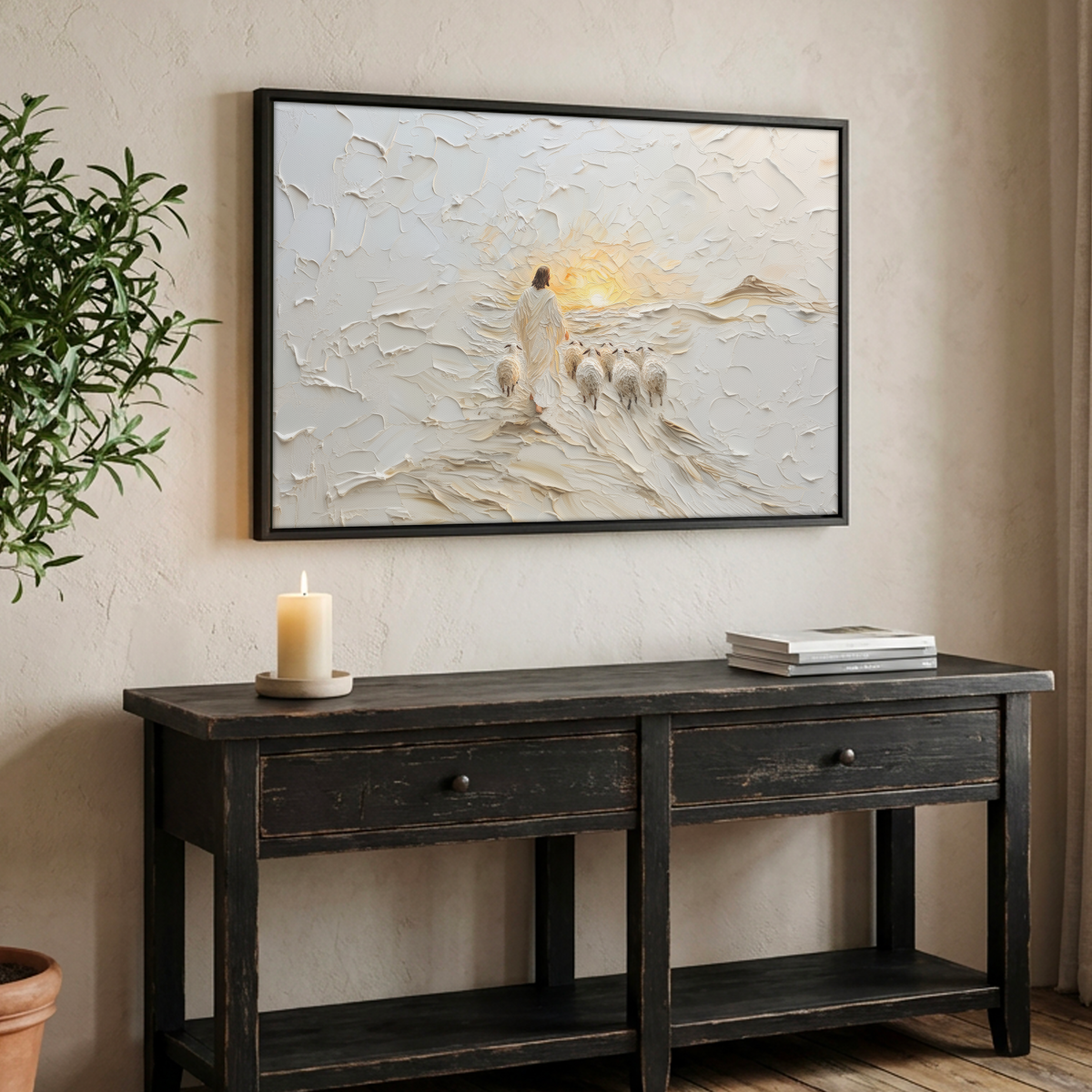 Good Shepherd Jesus Leaves the 99 - Float Frame Canvas