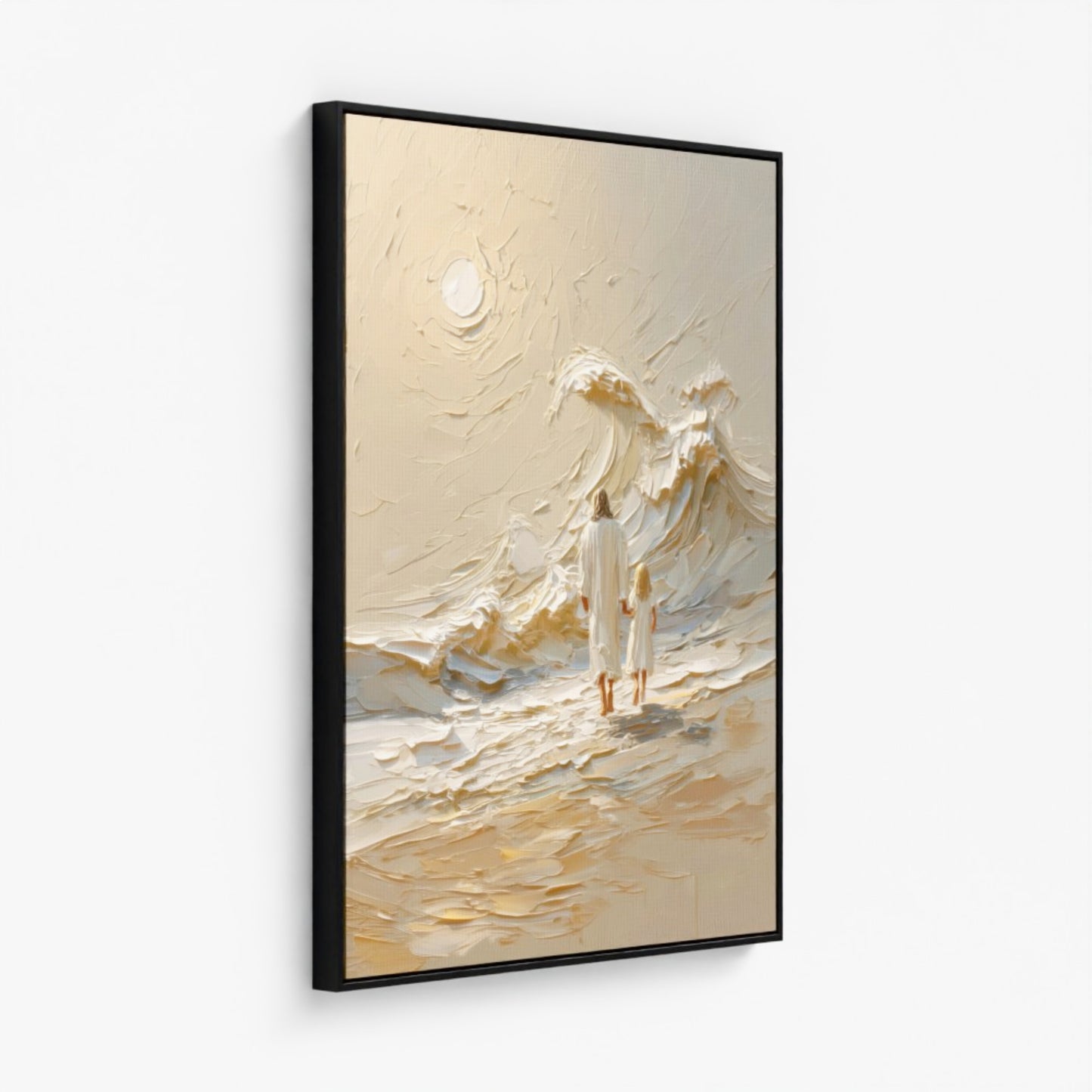 Hand in Hand with Jesus - Blonde Girl- Float Frame Canvas