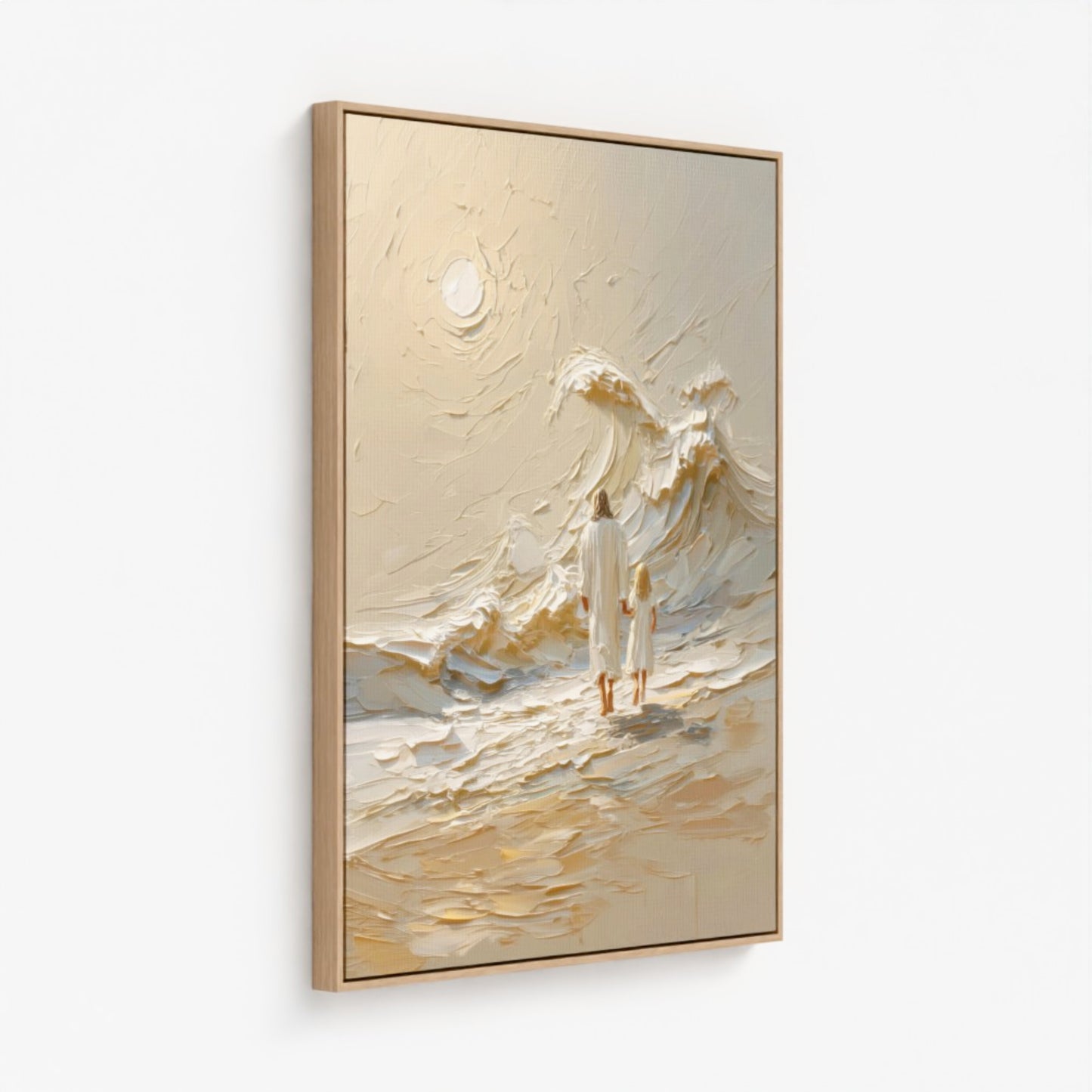 Hand in Hand with Jesus - Blonde Girl- Float Frame Canvas