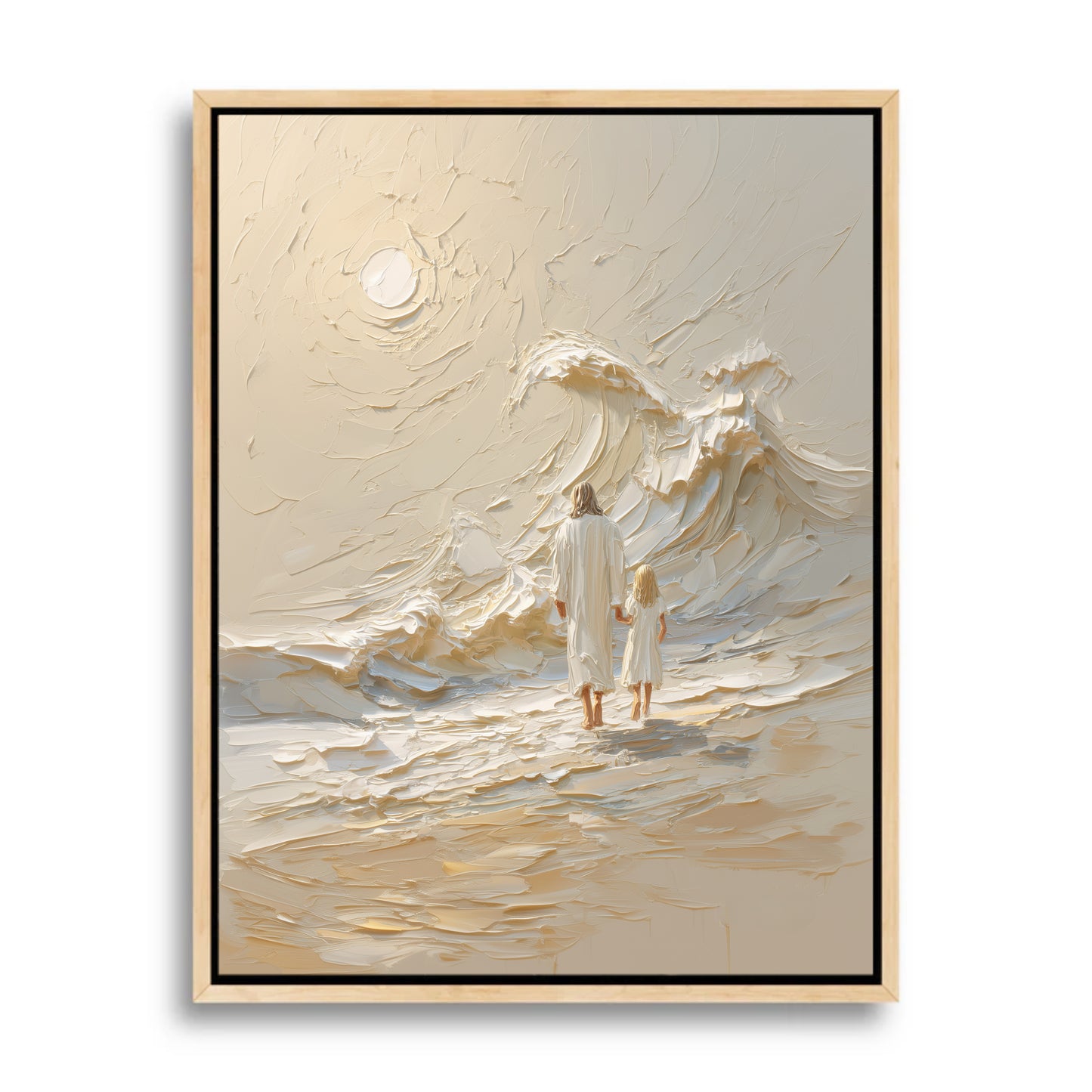 Hand in Hand with Jesus - Blonde Girl- Float Frame Canvas