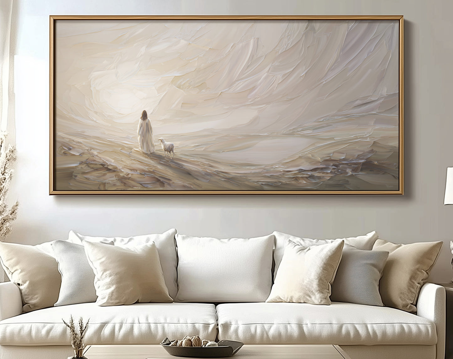 Jesús deja el 99 abstracto - Lienzo con marco flotante