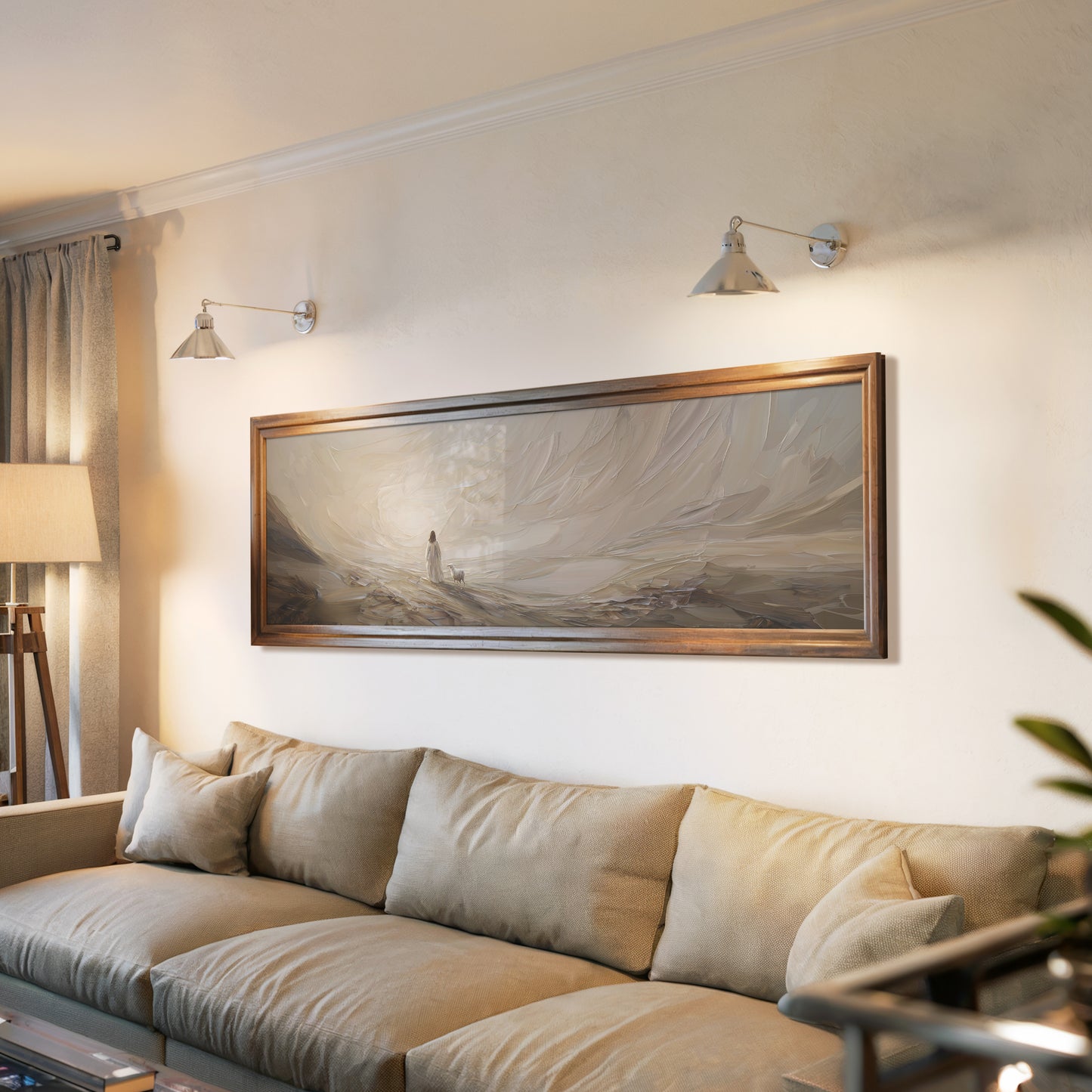 Jesús deja el 99 abstracto - Lienzo con marco flotante