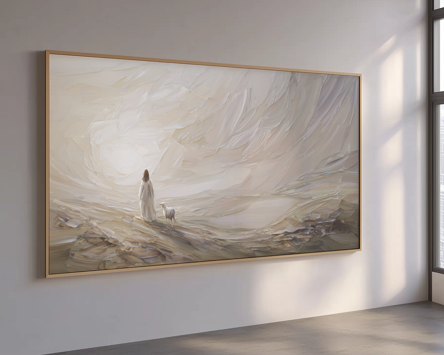 Jesús deja el 99 abstracto - Lienzo con marco flotante