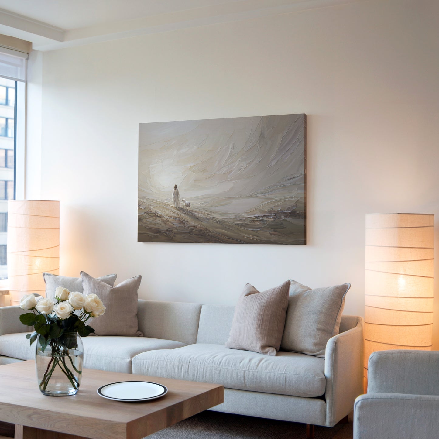 Jesús deja el 99 abstracto - Lienzo estirado