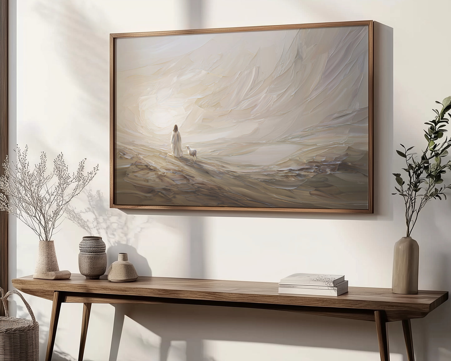 Jesús deja el 99 abstracto - Lienzo con marco flotante