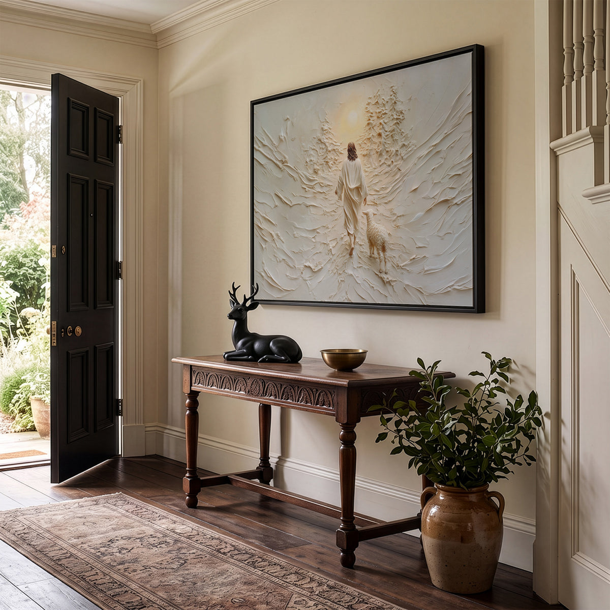 Jesus Leaves the 99 Landscape - Float Frame Canvas
