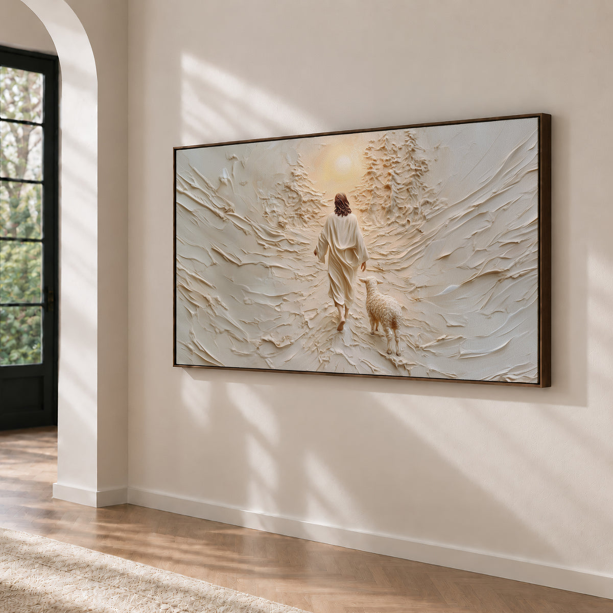 Jesus Leaves the 99 Landscape - Float Frame Canvas