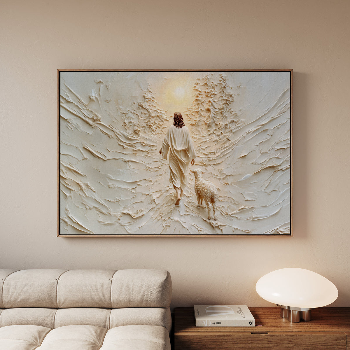 Jesus Leaves the 99 Landscape - Float Frame Canvas