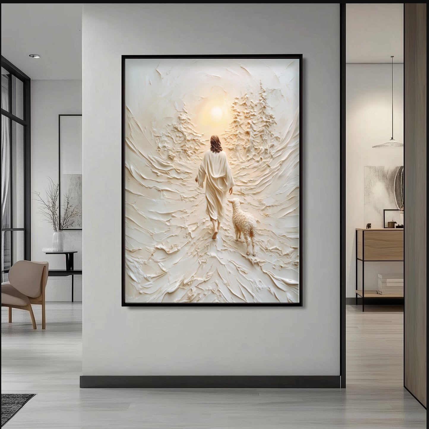 Jesús deja el 99 Efecto abstracto 3D - Lienzo con marco flotante