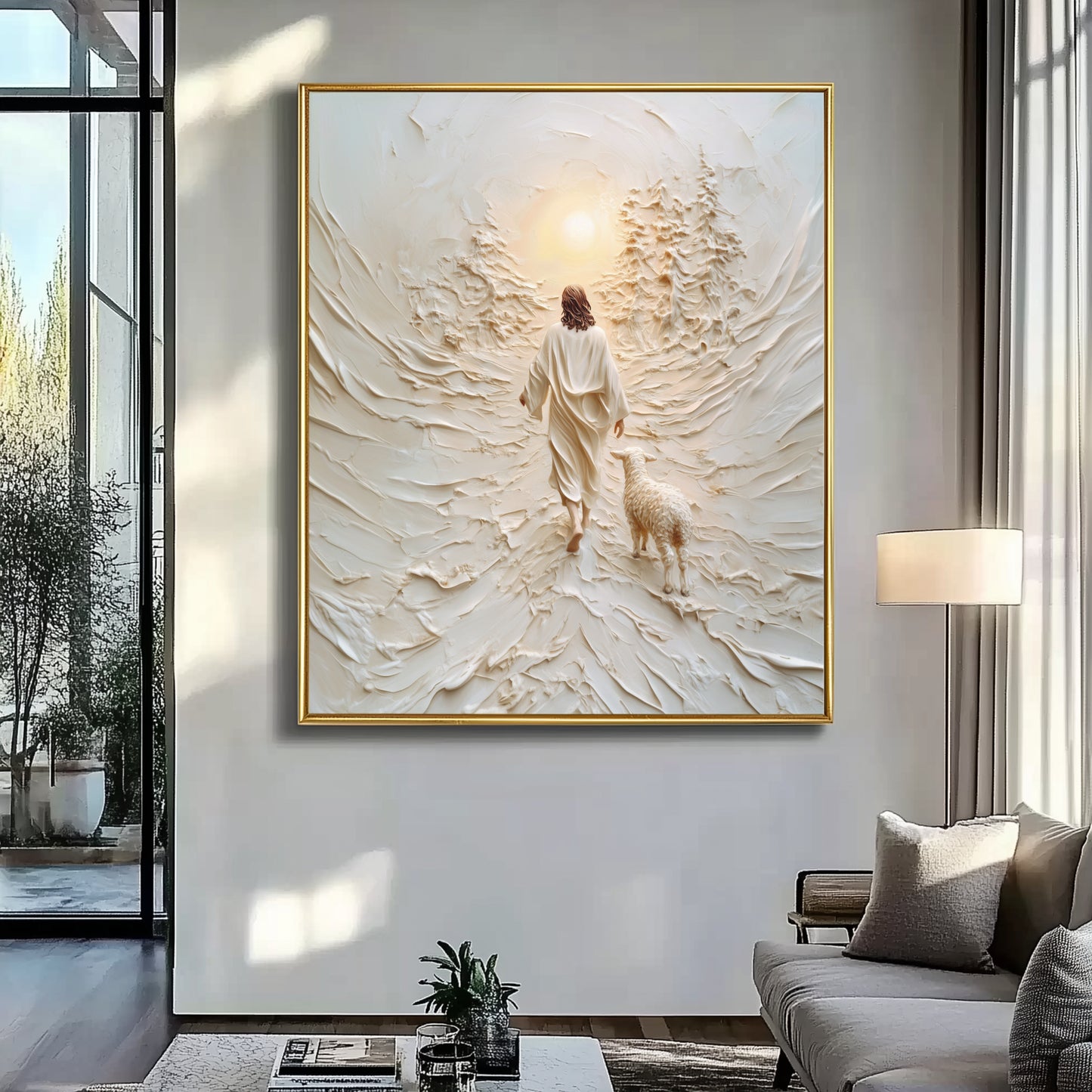 Jesús deja el 99 Efecto abstracto 3D - Lienzo con marco flotante