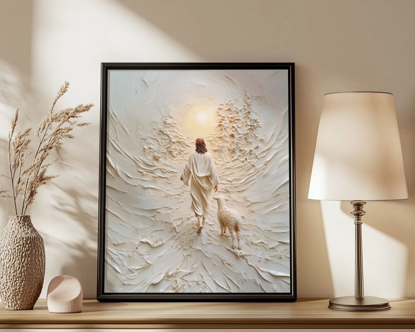 Jesús deja el 99 Efecto abstracto 3D - Lienzo con marco flotante