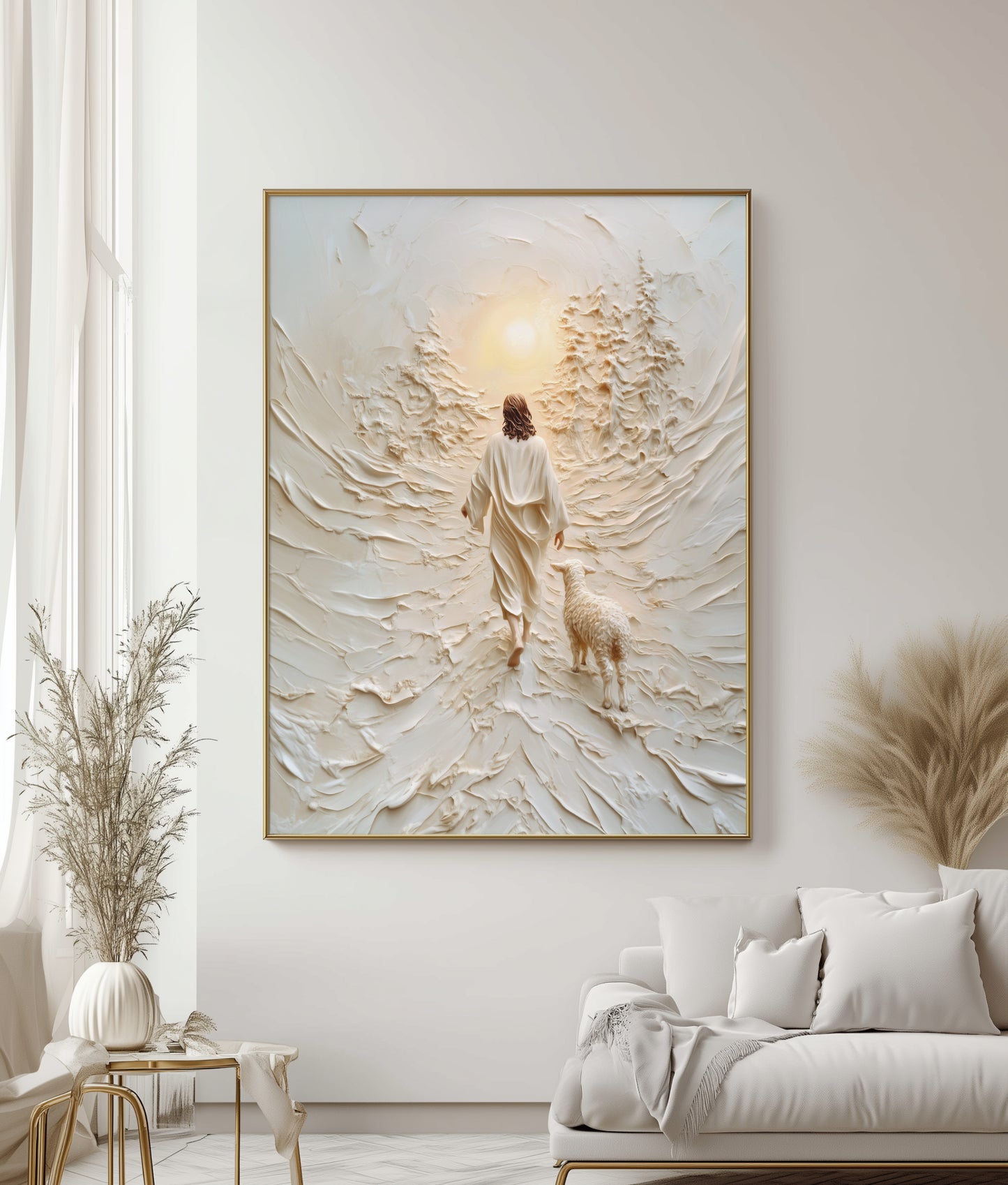 Jesús deja el 99 Efecto abstracto 3D - Lienzo con marco flotante