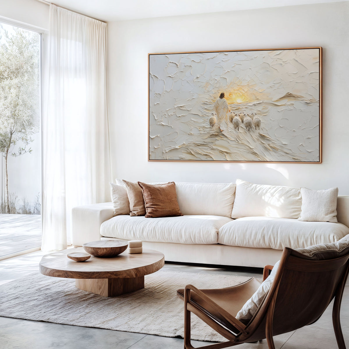 Good Shepherd Jesus Leaves the 99 - Float Frame Canvas