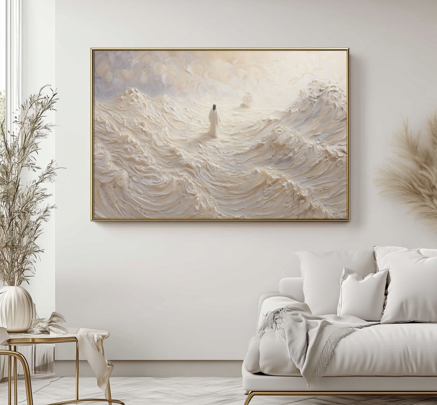 Jesus calms the storm - Float Frame Canvas