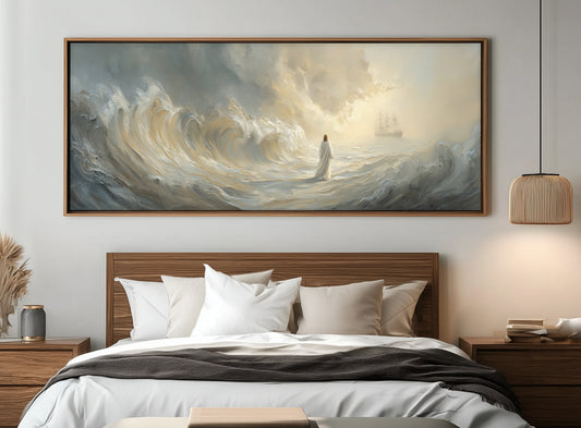Jesus Walking on Water Scenic Depiction - Float Frame Canvas
