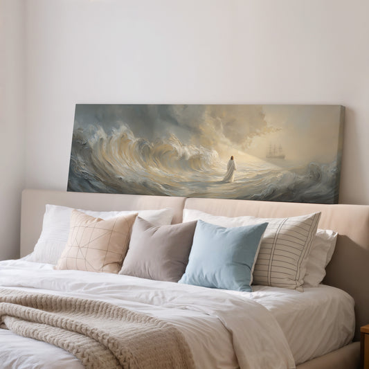 Jesus Walking on Water Scenic Depiction  - Stretched Canvas
