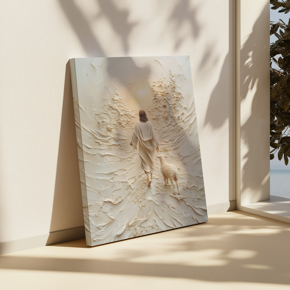 Jesus Leaves the 99 Wall Art, Modern Christian Artwork 3D Effect 