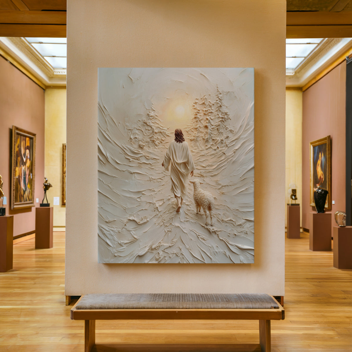 Jesus Leaves the 99 Wall Art, Modern Christian Artwork 3D Effect Gallery