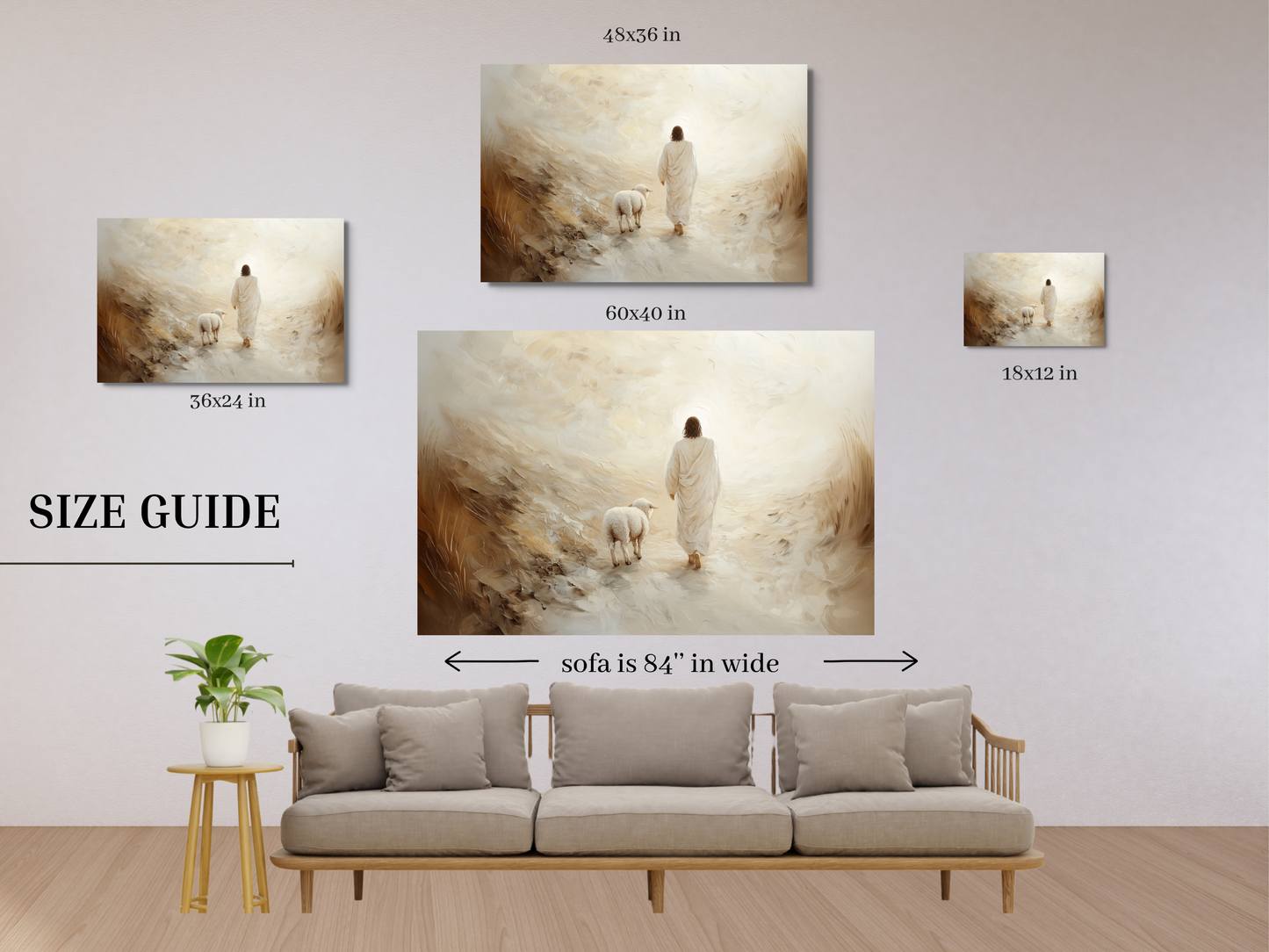 Arte mural de Jesús - Deja a los 99 - Lienzo con marco flotante