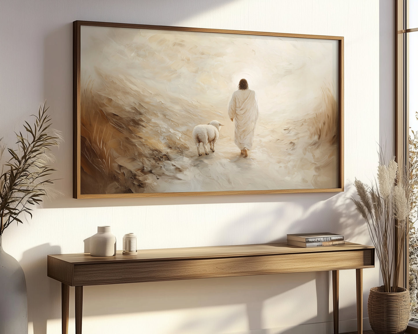 Arte mural de Jesús - Deja a los 99 - Lienzo con marco flotante