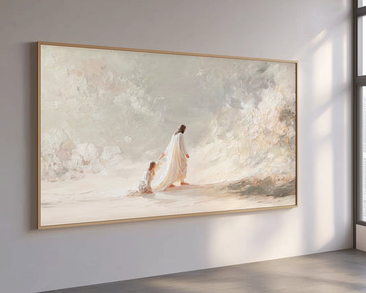 Jesus heals a woman Jesus miracle - Float Frame Canvas