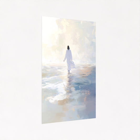 Jesús caminando sobre el agua Azul - Imprimir