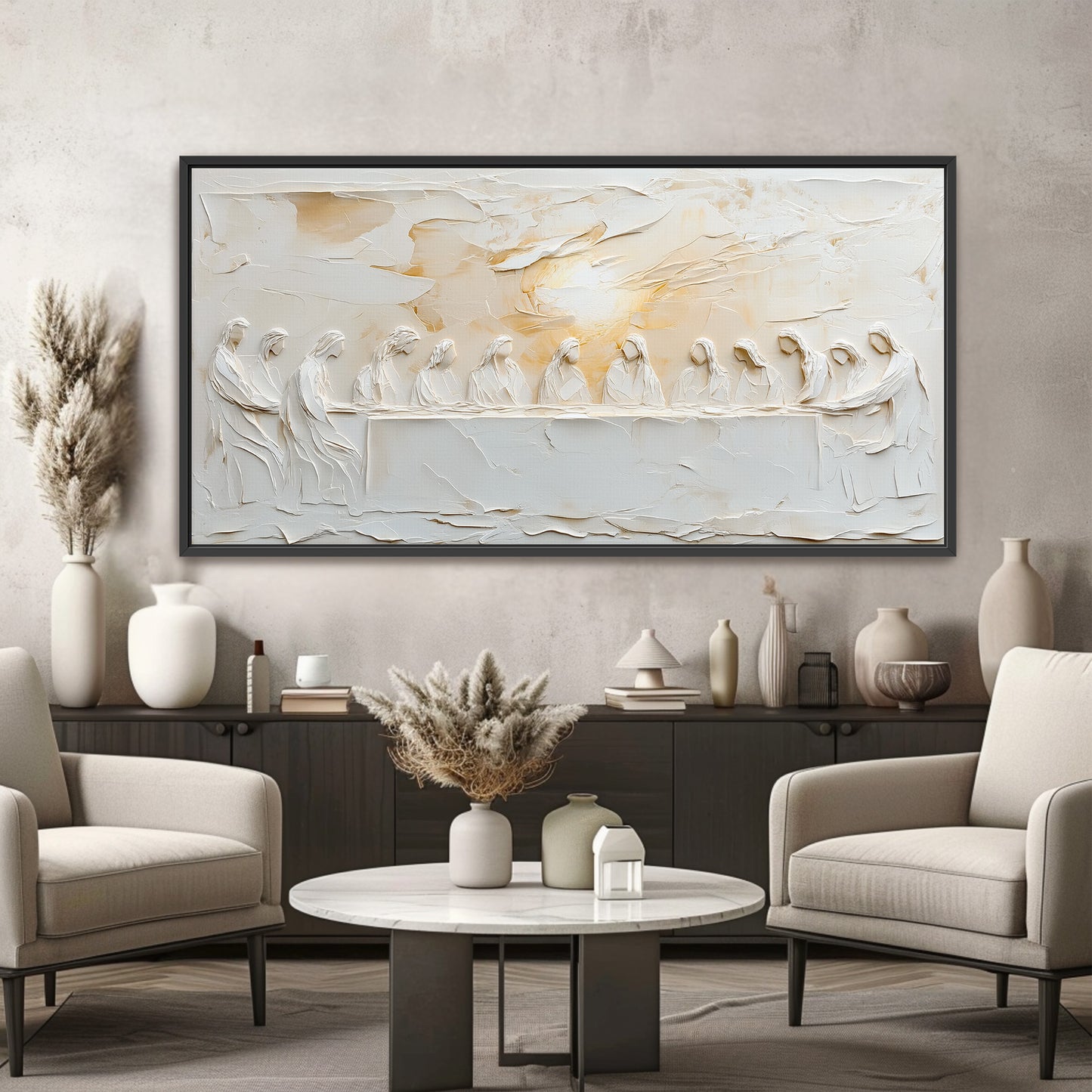 The Last Supper Abstract - Statement Piece  - Float Frame Canvas